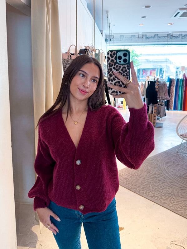 Strickjacke Weinrot