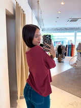Dünner Strickpullover Weinrot