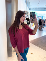 Dünner Strickpullover Weinrot