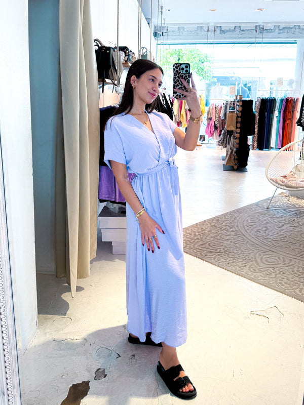 Maxikleid mit Gürtel Flieder