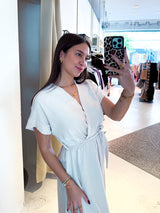 Maxikleid mit Gürtel Beige