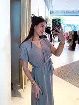 Maxikleid mit Gürtel Taupe