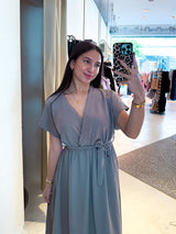 Maxikleid mit Gürtel Taupe