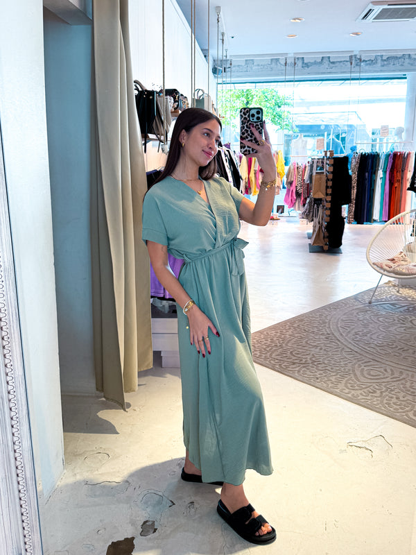 Maxikleid mit Gürtel Olive
