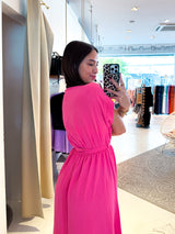 Maxikleid mit Gürtel Pink