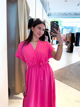 Maxikleid mit Gürtel Pink