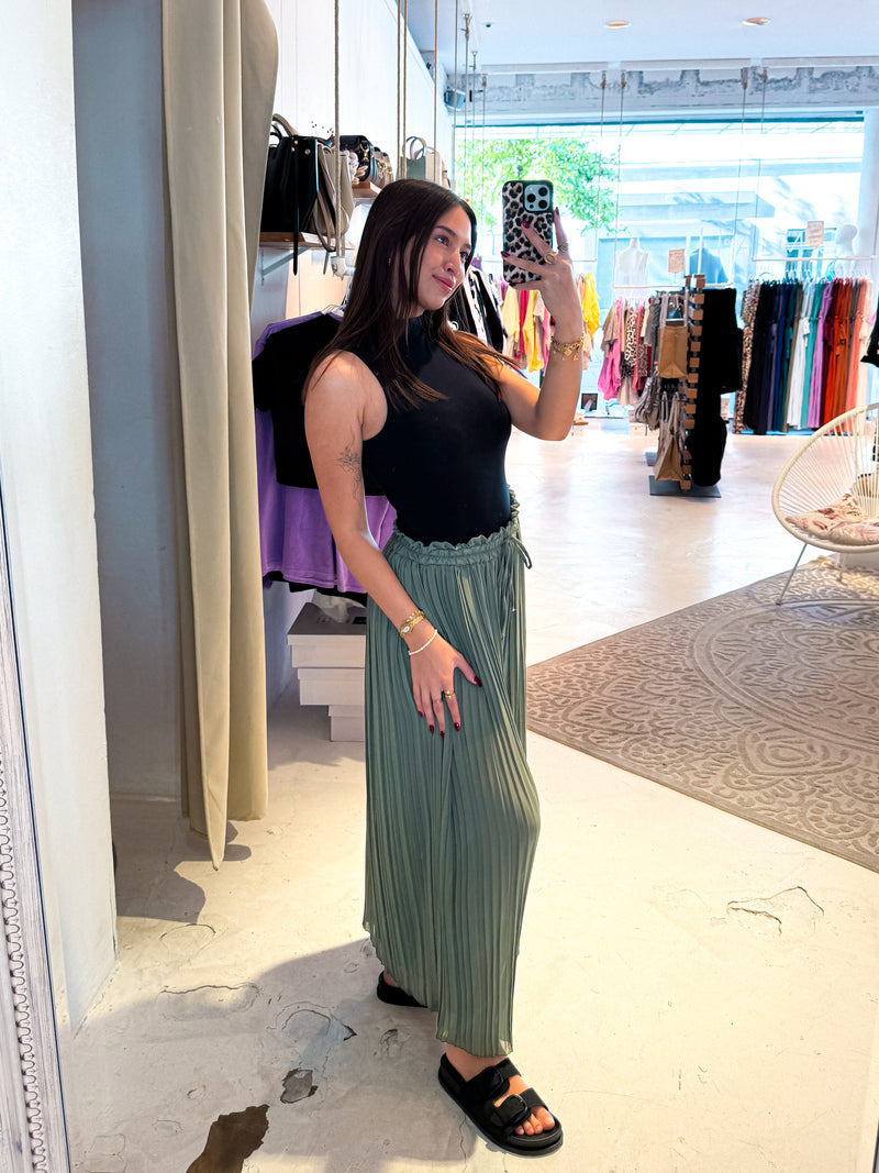 Plissee Hose Olive