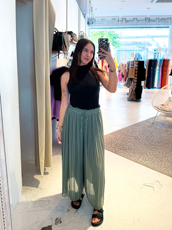 Plissee Hose Olive