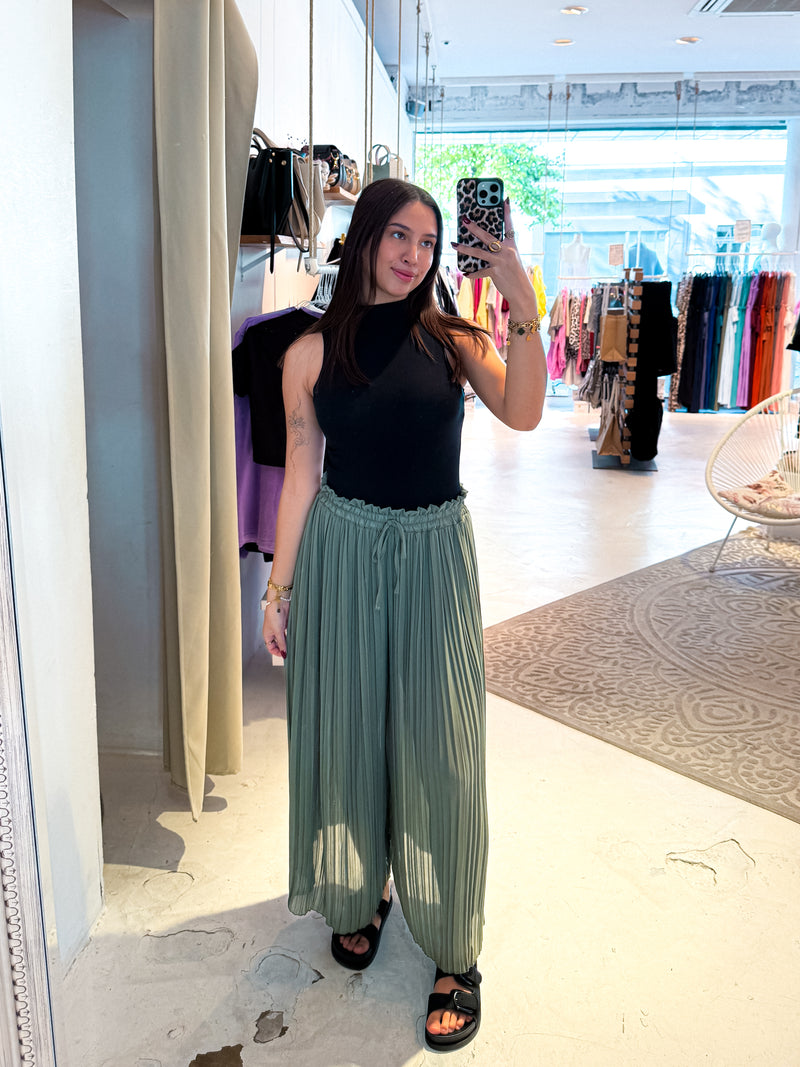Plissee Hose Olive