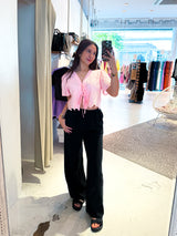 Bluse mit Lochstickerei Rosa