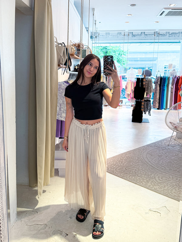 Plissee Hose Beige