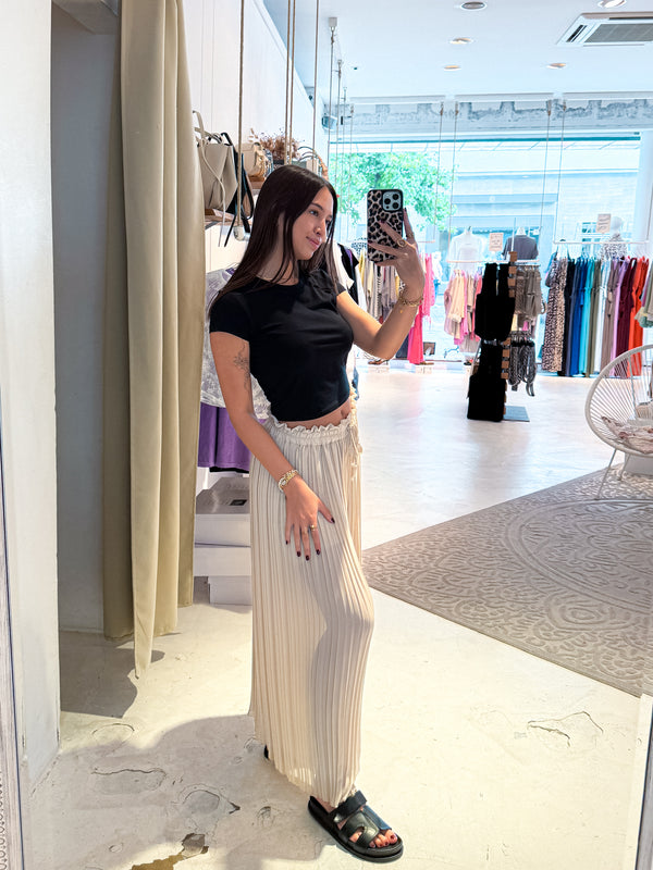 Plissee Hose Beige
