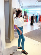 Cropped Bluse mit Knoten Weiß