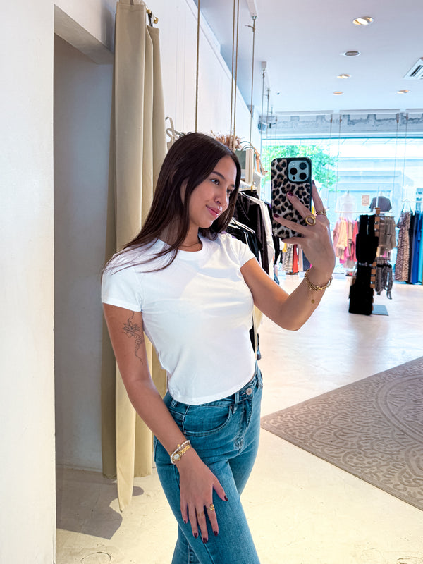 Cropped Basic Tee Weiß