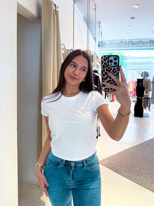 Cropped Basic Tee Weiß