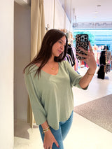 Dünner Strickpullover Hell Olive
