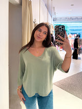 Dünner Strickpullover Hell Olive