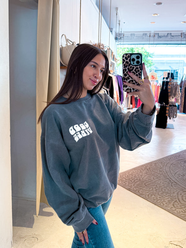 Good Vibes Only Crew Neck Dunkelgrau