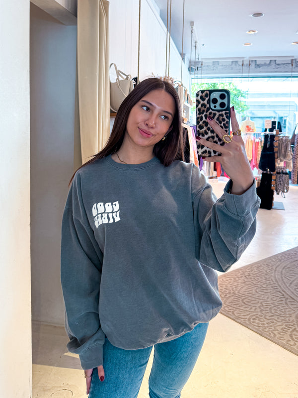 Good Vibes Only Crew Neck Dunkelgrau