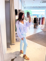 Bluse mit Rüschen Flieder