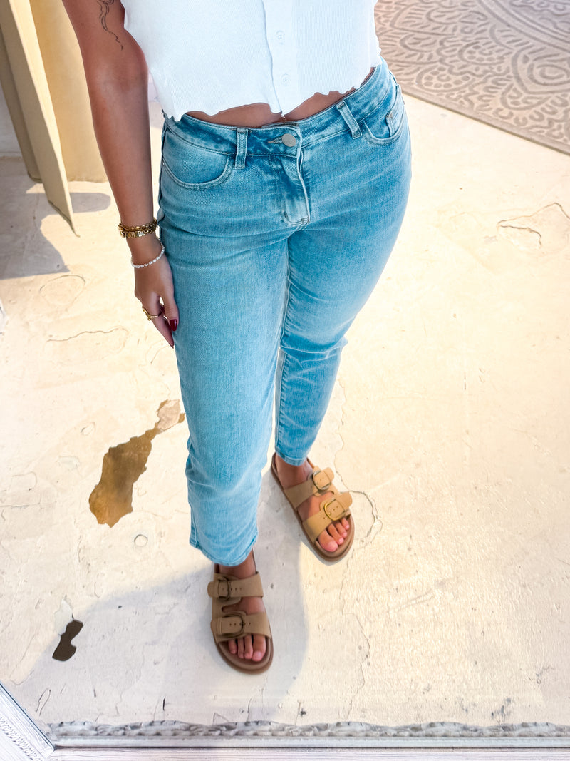 Long Mom Jeans Classic Blau