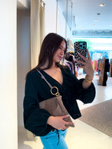 Eckige Schultertasche Taupe