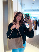 Eckige Schultertasche Taupe