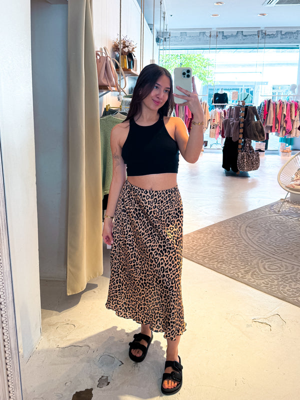 Silky Rock mit Leomuster Camel Schwarz