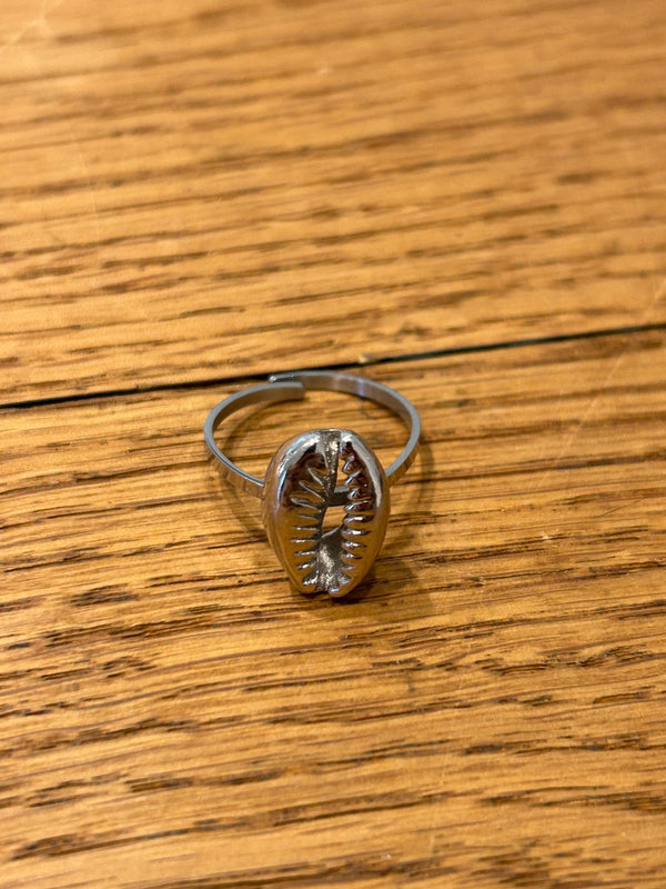 Muschel Edelstahl Ring Silber