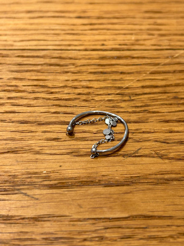 Simple Dot Chain Edelstahl Ring Silber