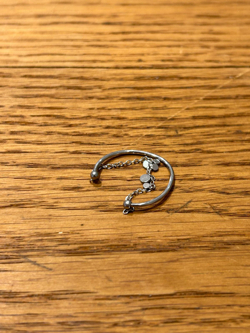 Simple Dot Chain Edelstahl Ring Silber