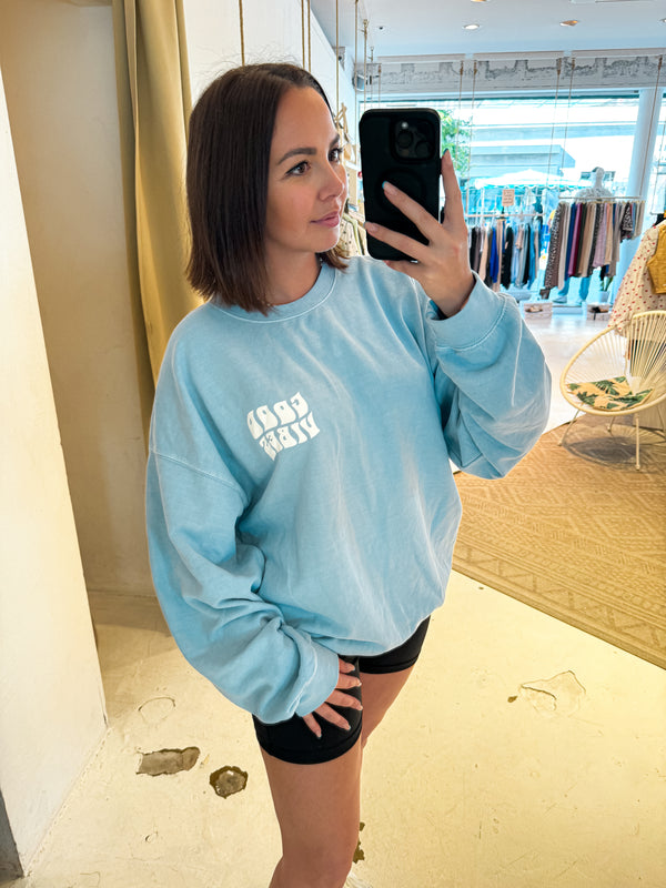 Good Vibes Crew Neck Hellblau