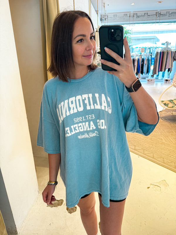 California Oversized Tee Hellblau