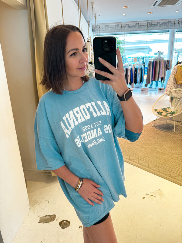 California Oversized Tee Hellblau