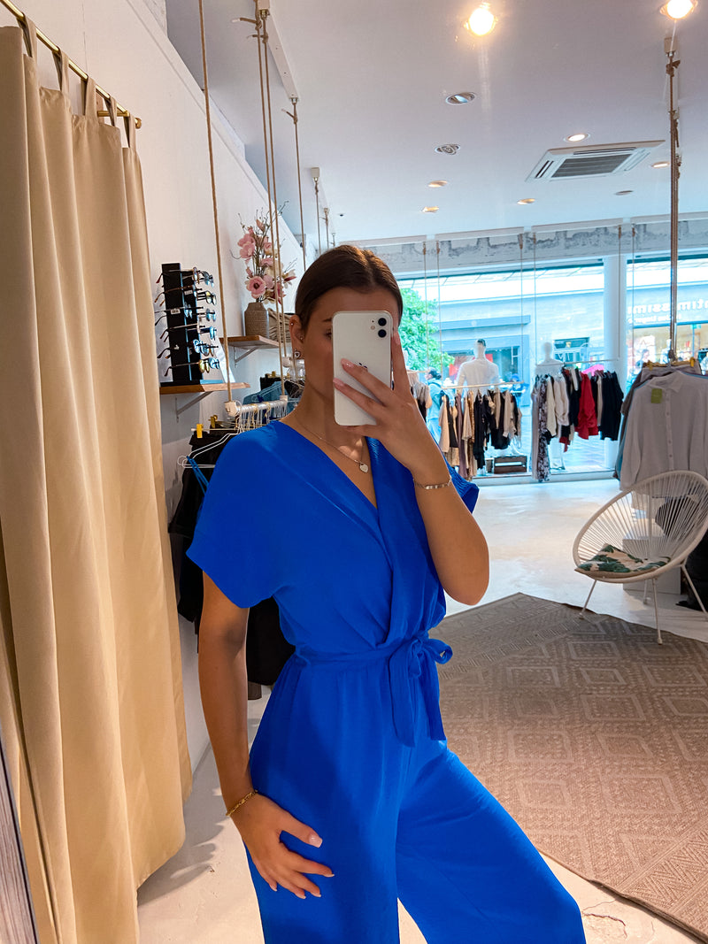 Jumpsuit mit Gürtel Royalblau