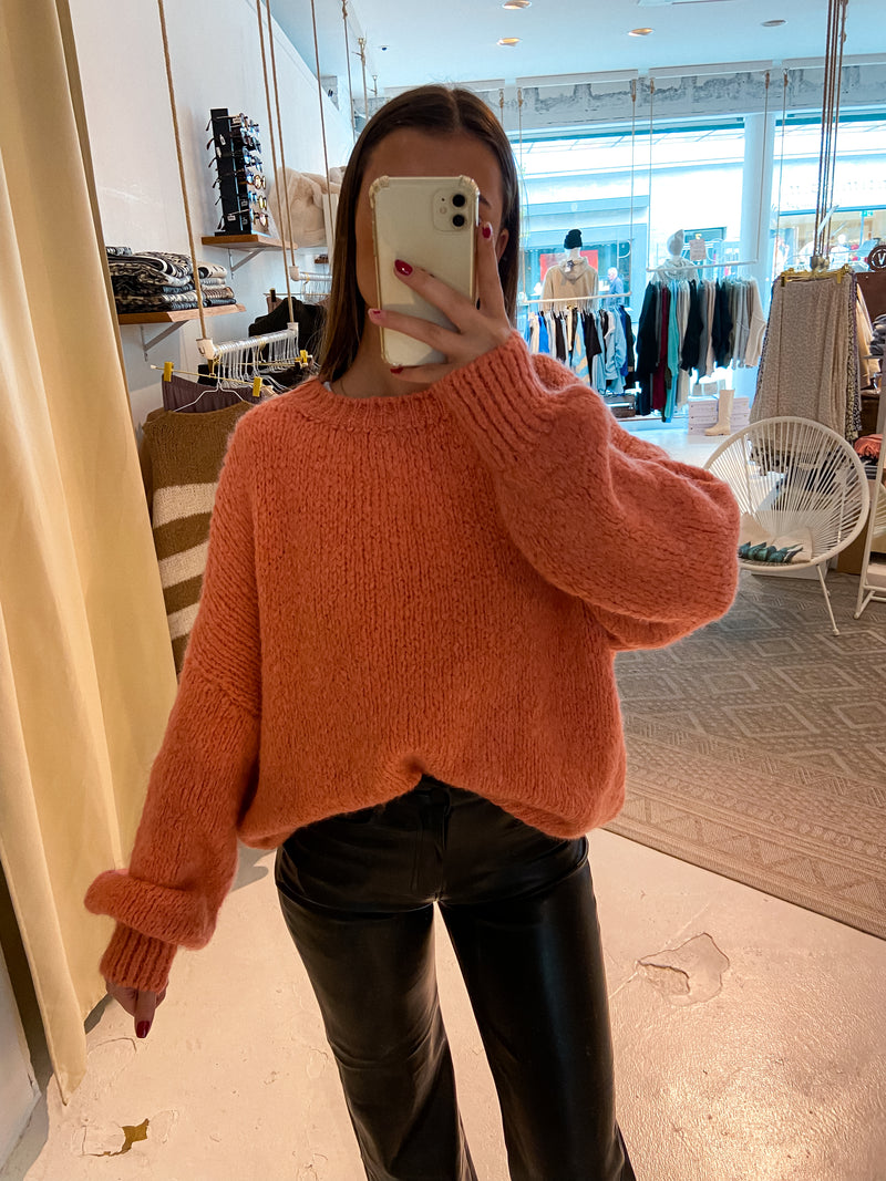 Oversized Strickpullover Terrakotta