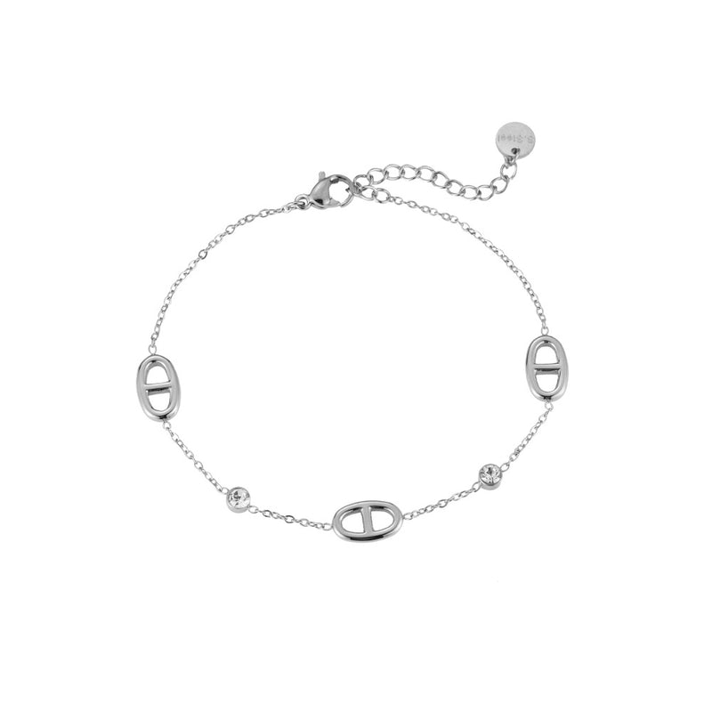 Diamonds & Nose Chain Edelstahl Armband Silber