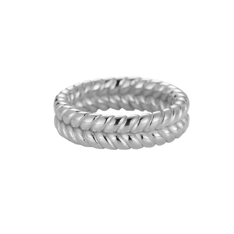 Twist Parallel Edelstahl Ring Silber