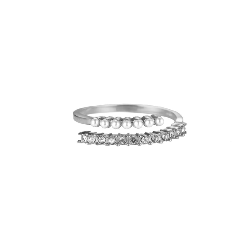Tiny Pearls & Diamonds Edelstahl Ring Silber