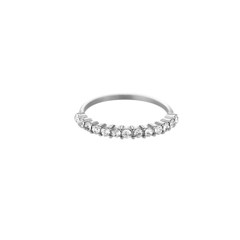 1/2 Shining Diamonds Hoop Edelstahl Ring Silber