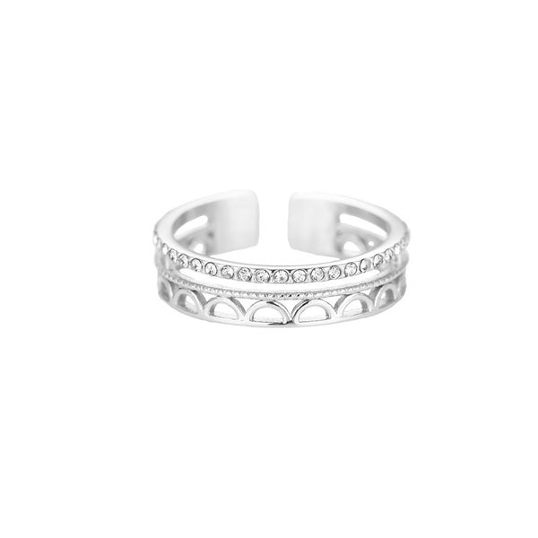 Constantinople 2 Layer Edelstahl Ring Silber