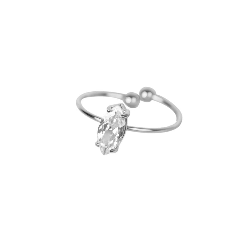 Coco Oval Diamond Edelstahl Ring Silber
