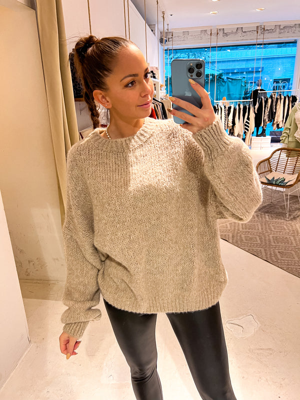Oversized Strickpullover Taupe