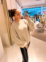 Oversized Strickpullover Taupe