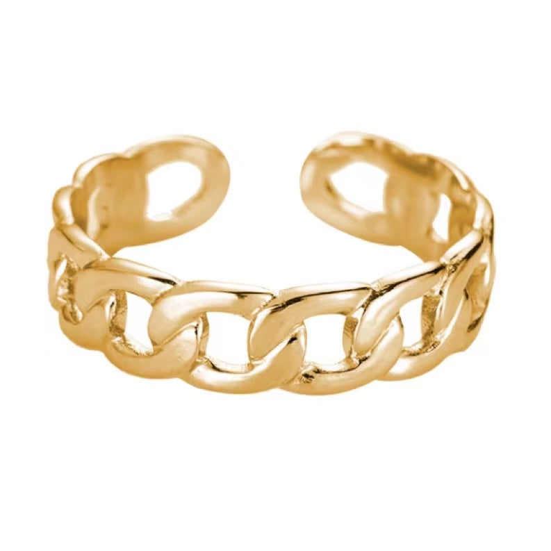 Lock Chain Edelstahl Ring Gold