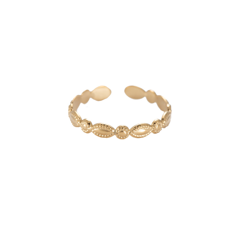 Simple Oval and Circles Edelstahl Ring Gold